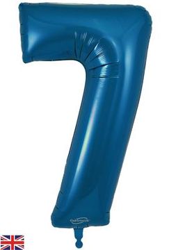 Oaktree 34inch Number 7 Metallic Navy Blue - Foil Balloons